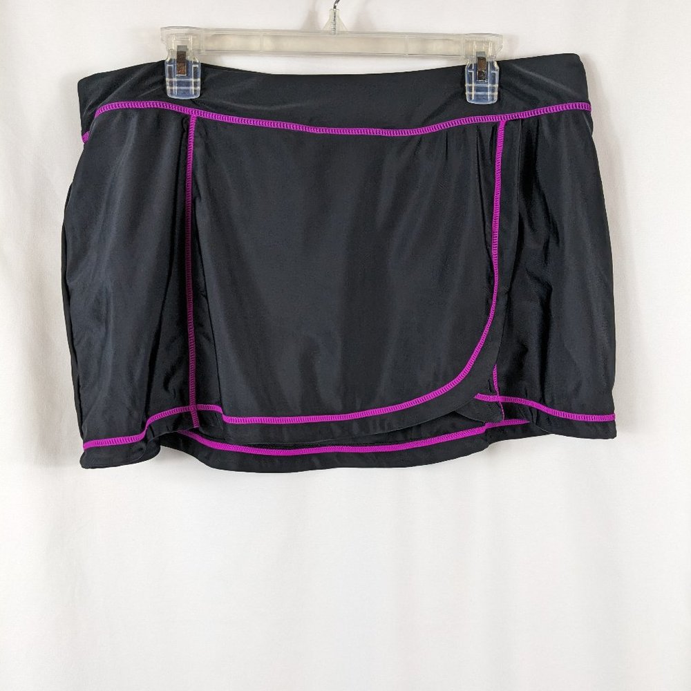 ZeroXposur Swim Skirt Skort Black Pink Pool Beach Vacation Womens Size XXL